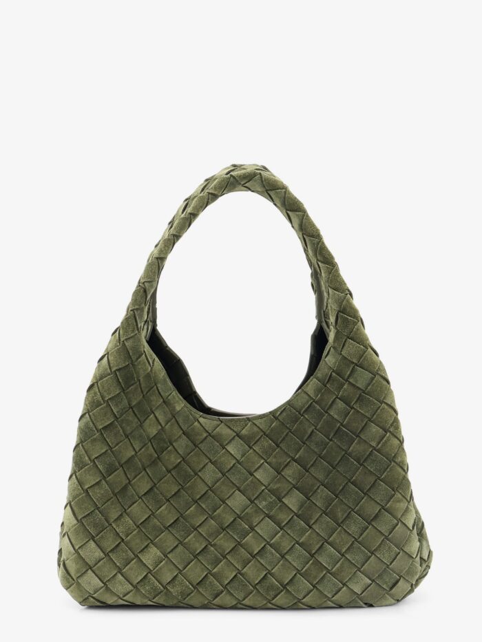 Bottega Veneta Campana Intrecciato Suede Shoulder Bag