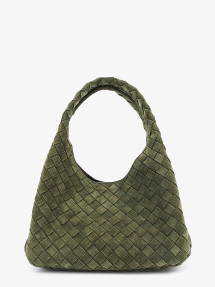 Bottega Veneta Campana Intrecciato Suede Shoulder Bag