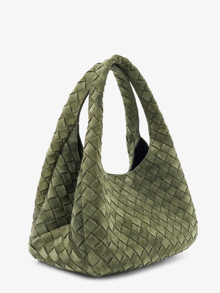 Bottega Veneta Campana Intrecciato Suede Shoulder Bag