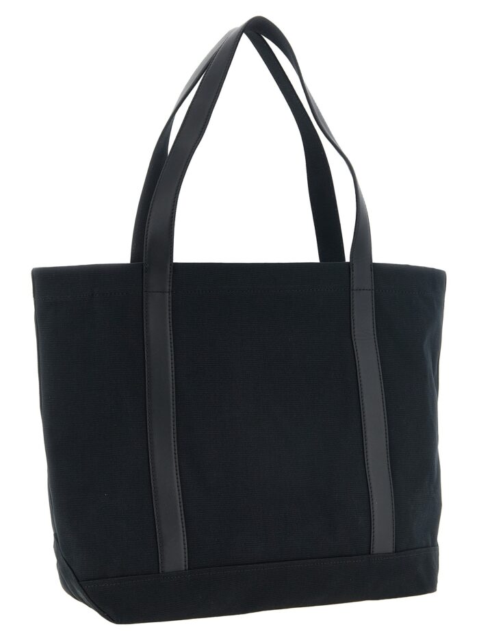 Maison Kitsune Canvas And Large Leather Shopping Bag