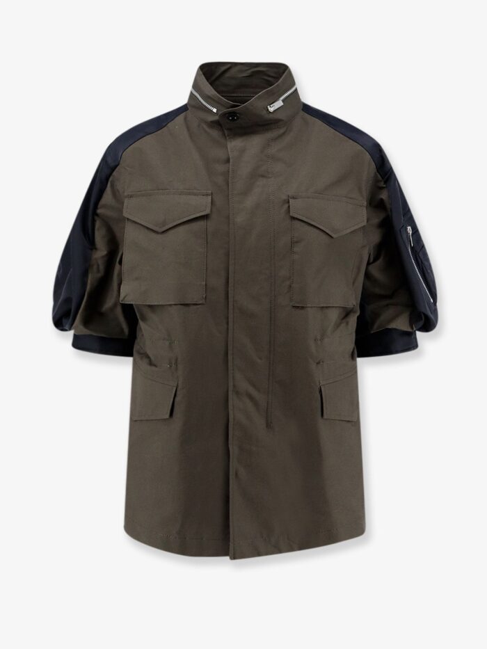 sacai canvas jacket with nylon sleeves SACAI Canvas Jacket With Nylon Sleeves