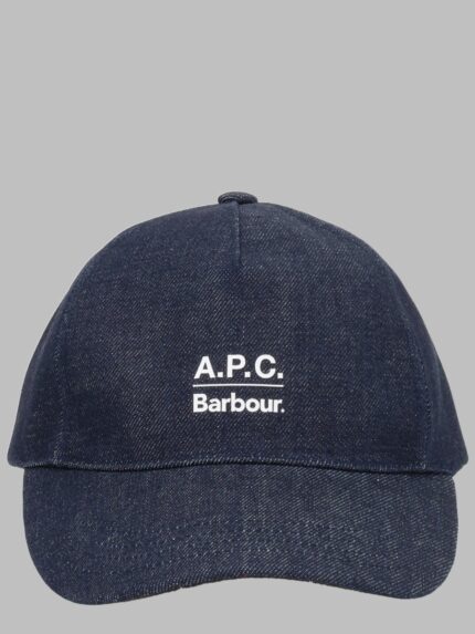 BARBOUR X A.P.C. Cappello Da Baseball In Denim Di Cotone Cerato