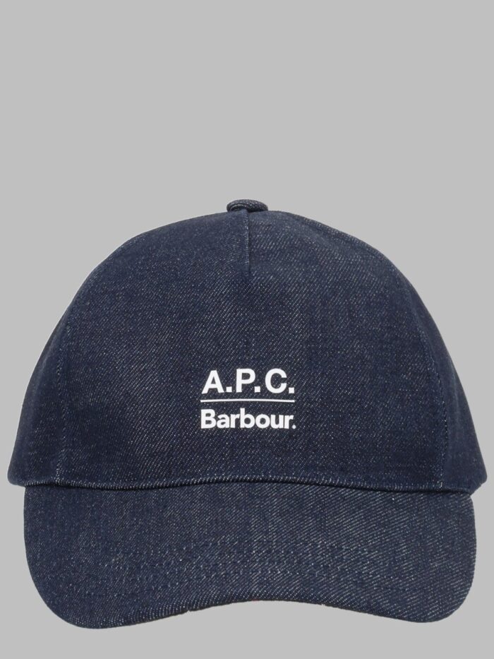 barbour x a.p.c. cappello da baseball in denim di cotone cerato BARBOUR X A.P.C. Cappello Da Baseball In Denim Di Cotone Cerato