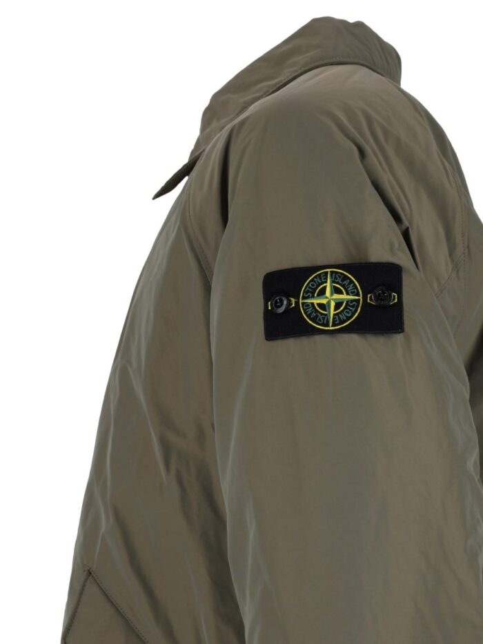 Stone Island Cappotto Lungo In Micro Twill