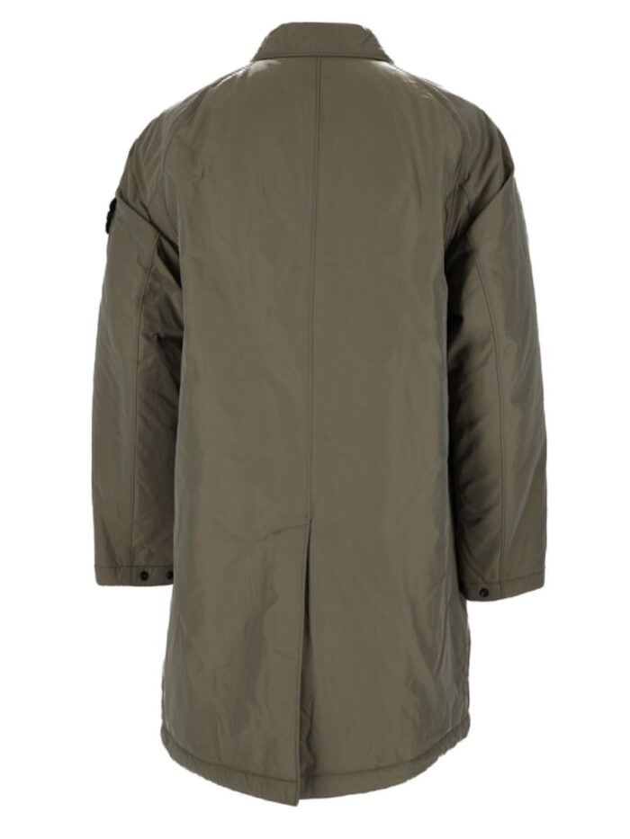 Stone Island Cappotto Lungo In Micro Twill