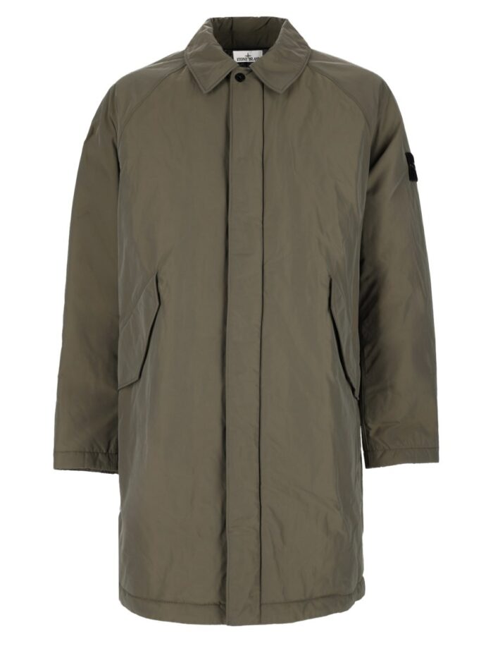 stone island cappotto lungo in micro twill Stone Island Cappotto Lungo In Micro Twill