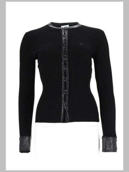 COURREGES CARDIGAN A COSTE CON DETTAGLI IN VINILE