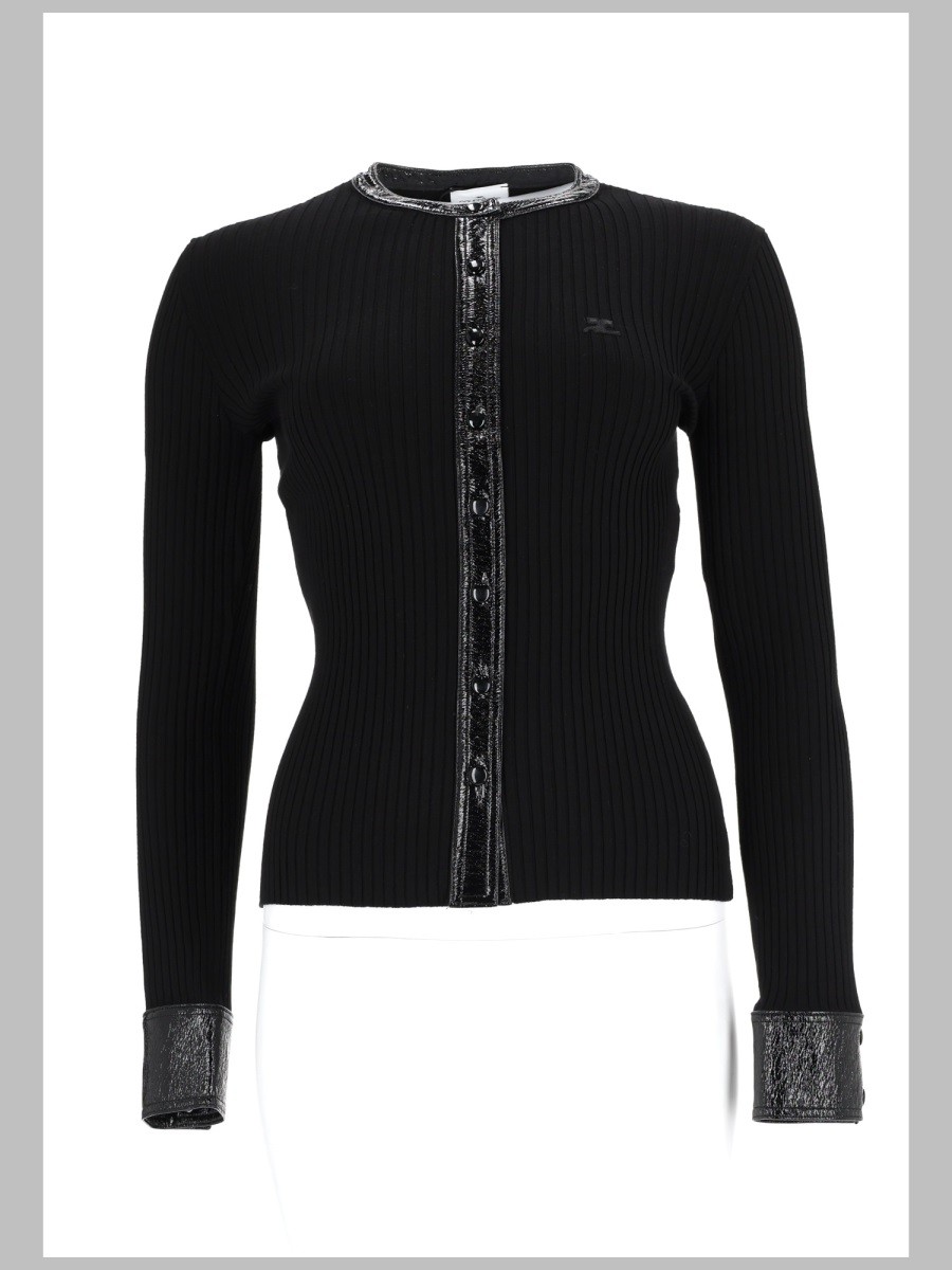 COURREGES CARDIGAN A COSTE CON DETTAGLI IN VINILE