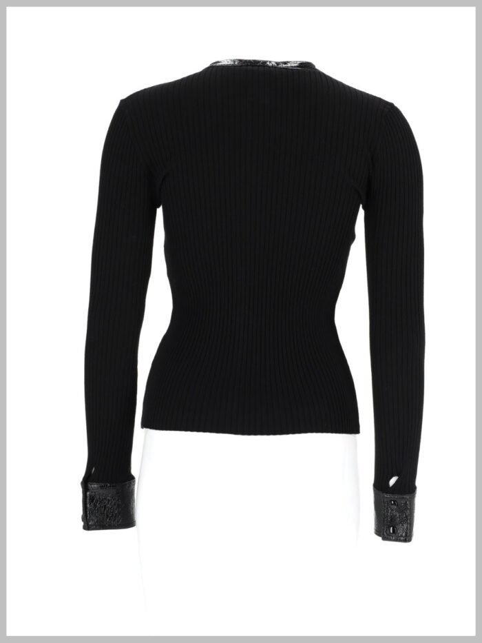 COURREGES CARDIGAN A COSTE CON DETTAGLI IN VINILE