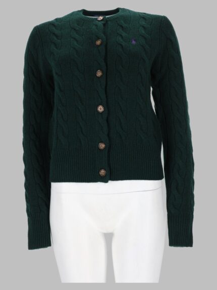 Polo Ralph Lauren Cardigan A Trecce Con Logo