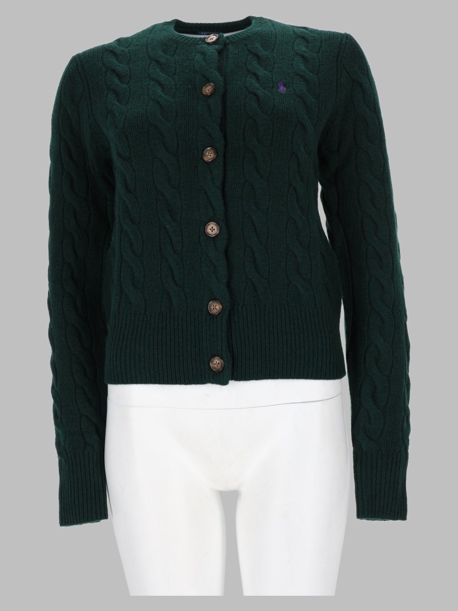Polo Ralph Lauren Cardigan A Trecce Con Logo