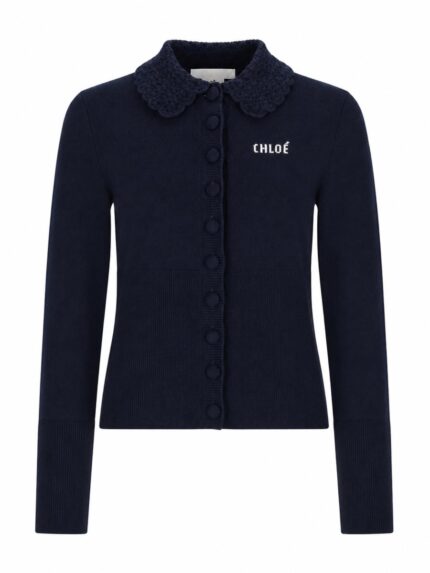 CHLOÉ CARDIGAN ADERENTE IN MAGLIA CON LOGO