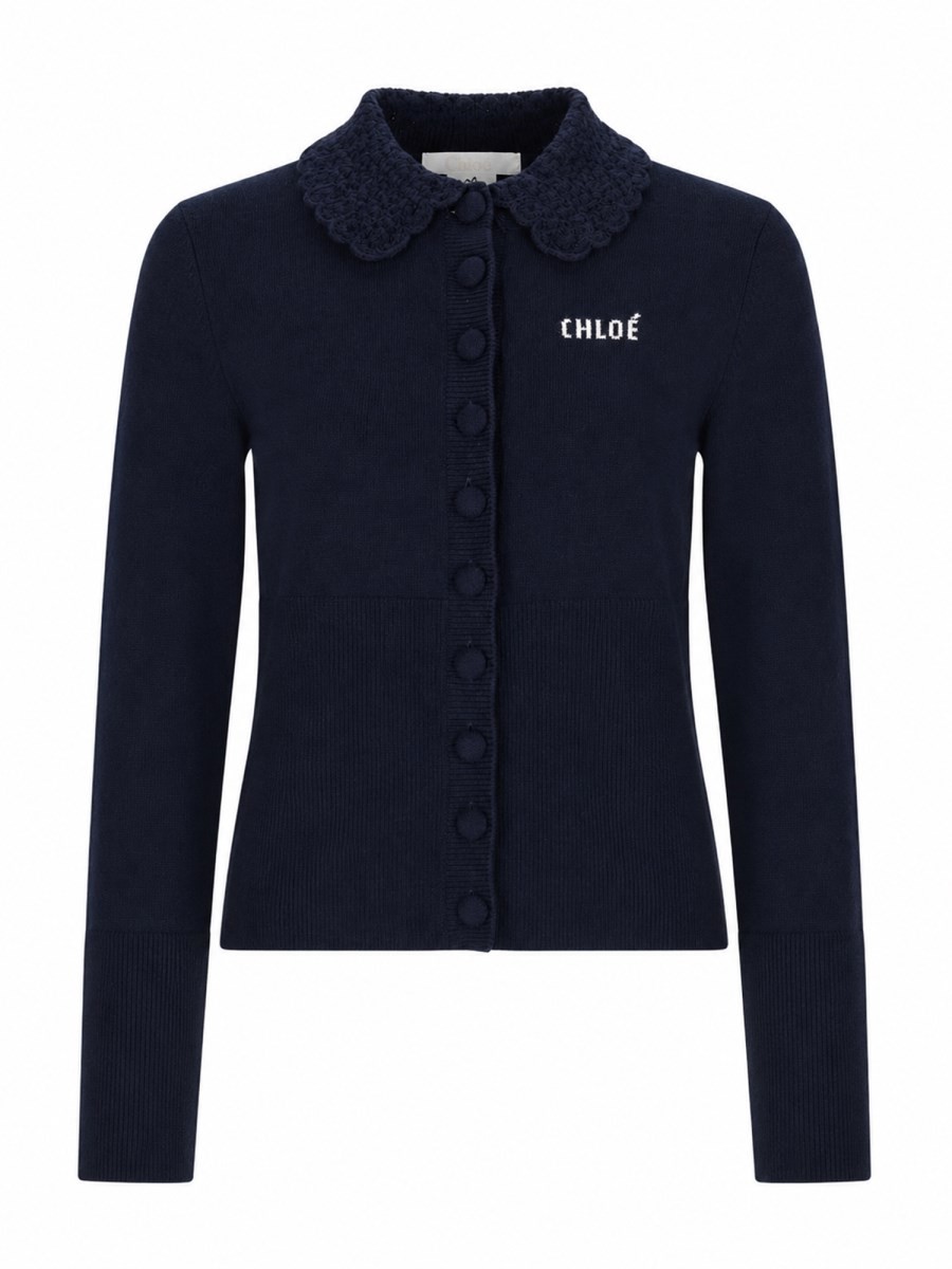 CHLOÉ CARDIGAN ADERENTE IN MAGLIA CON LOGO