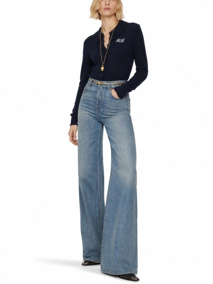 CHLOÉ CARDIGAN ADERENTE IN MAGLIA CON LOGO