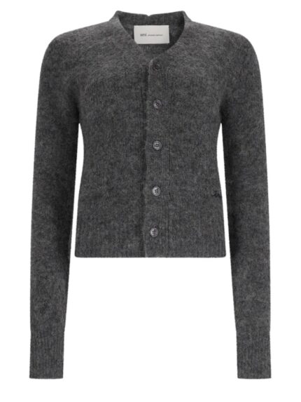 AMI PARIS Cardigan In Lana E Alpaca