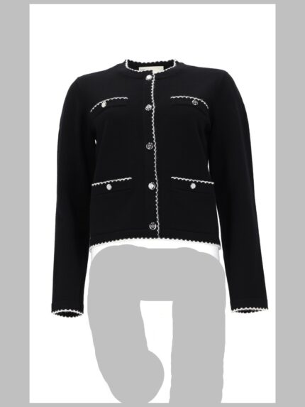 Tory Burch CARDIGAN "KENDRA" IN LANA CON BORDI SMERLATI