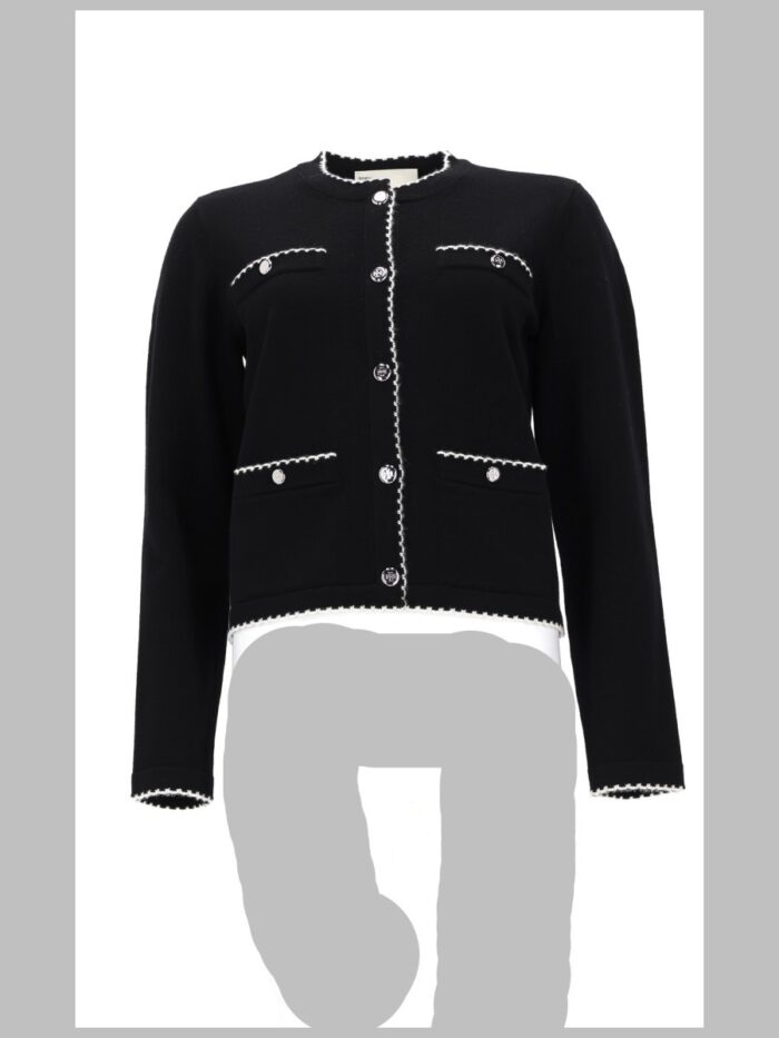 Tory Burch CARDIGAN "KENDRA" IN LANA CON BORDI SMERLATI