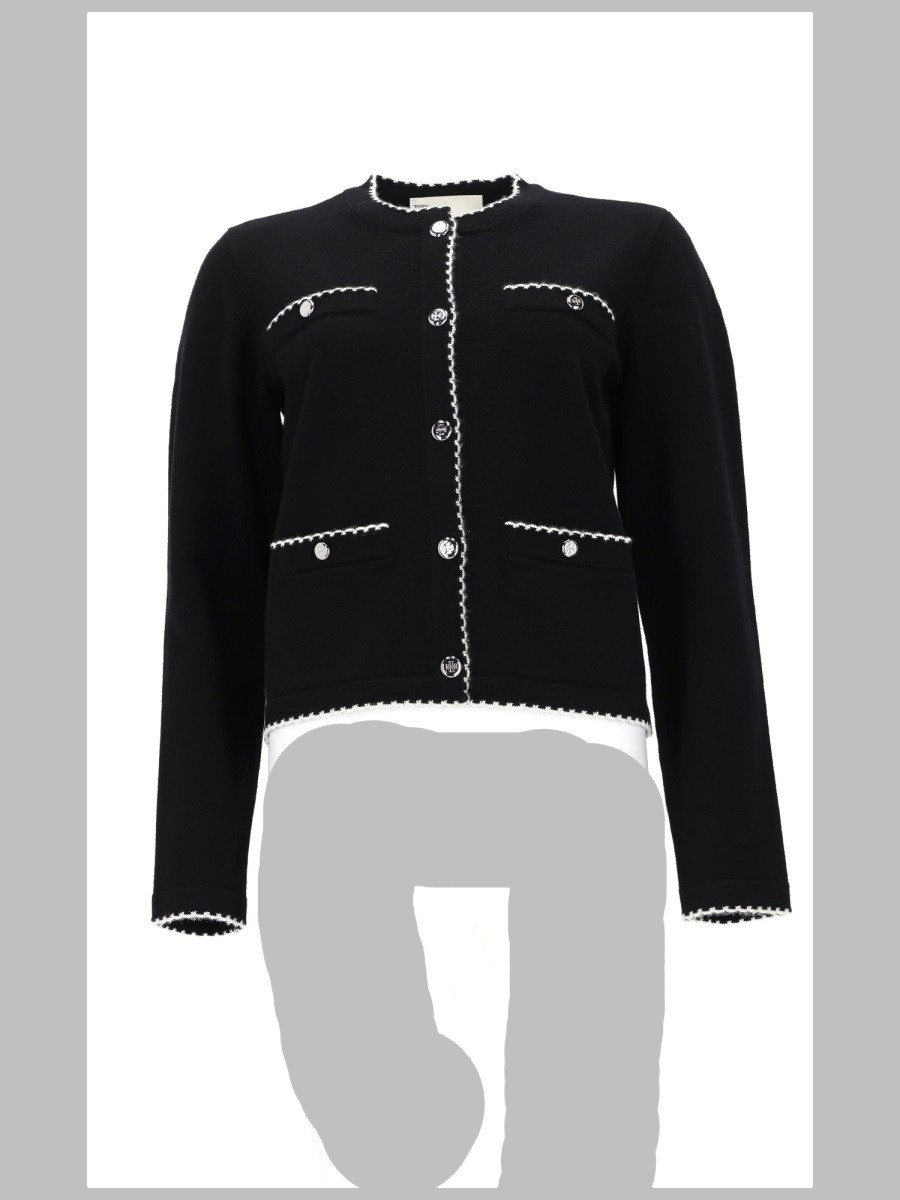 Tory Burch CARDIGAN "KENDRA" IN LANA CON BORDI SMERLATI