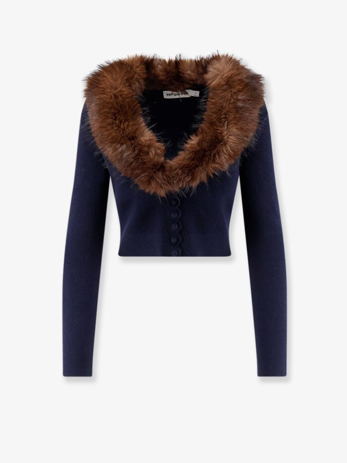 SELF PORTRAIT Cardigan With Faux Fur Profile
