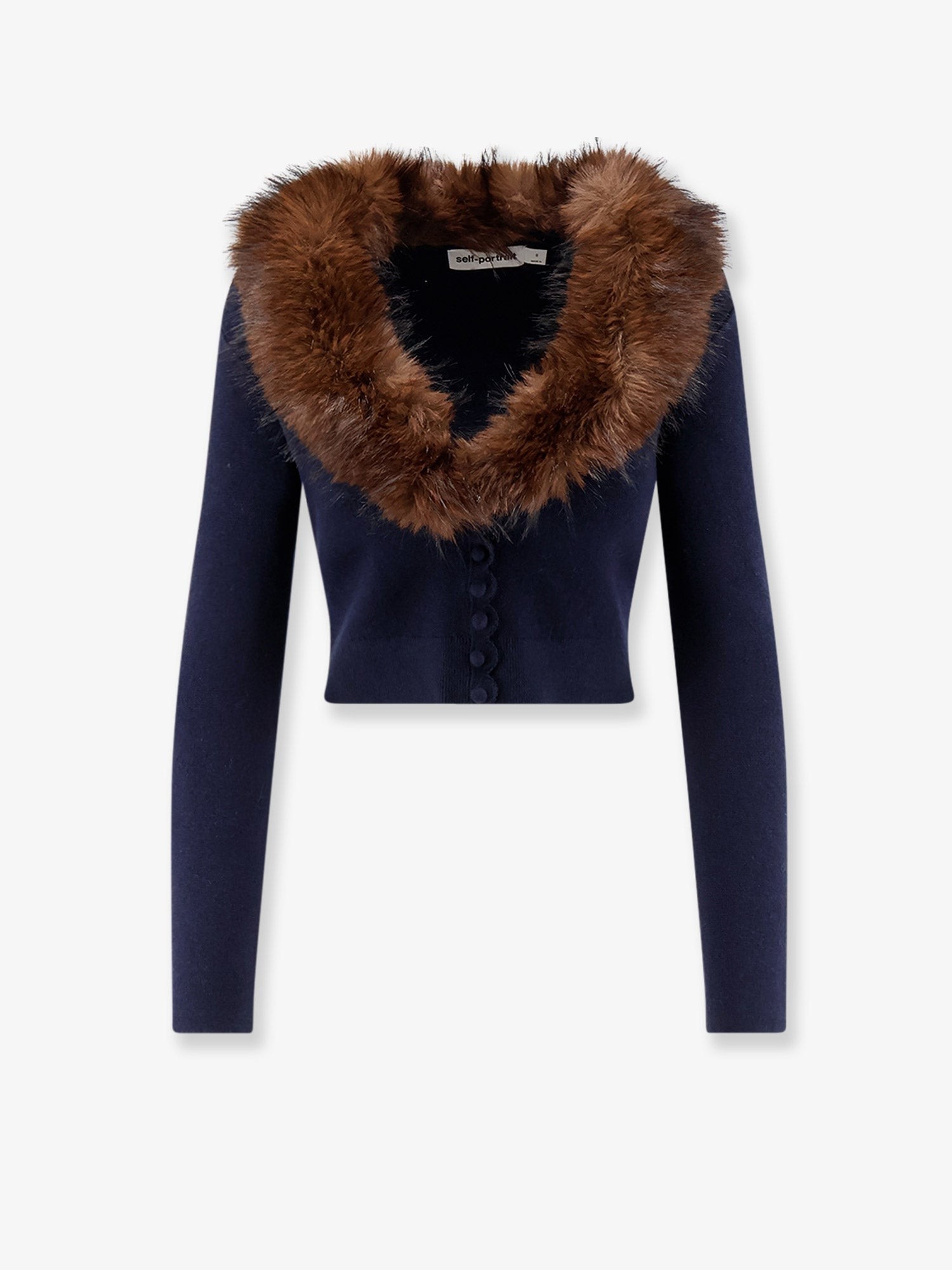 SELF PORTRAIT Cardigan With Faux Fur Profile