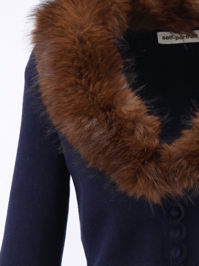 SELF PORTRAIT Cardigan With Faux Fur Profile