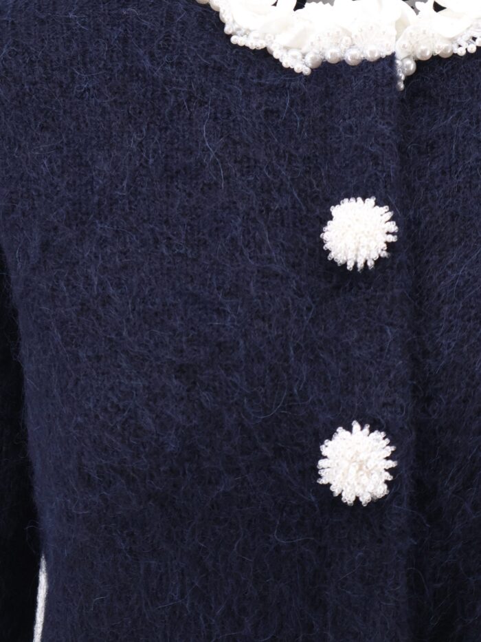 SELF PORTRAIT Cardigan With Flower Pearl Buttons