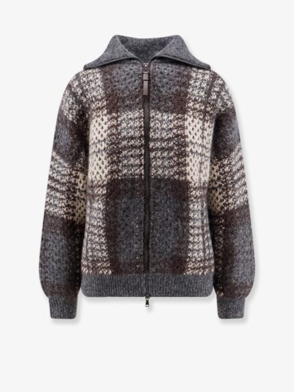 Brunello Cucinelli Cardigan With Intarsia And Micro-sequin Embroidery