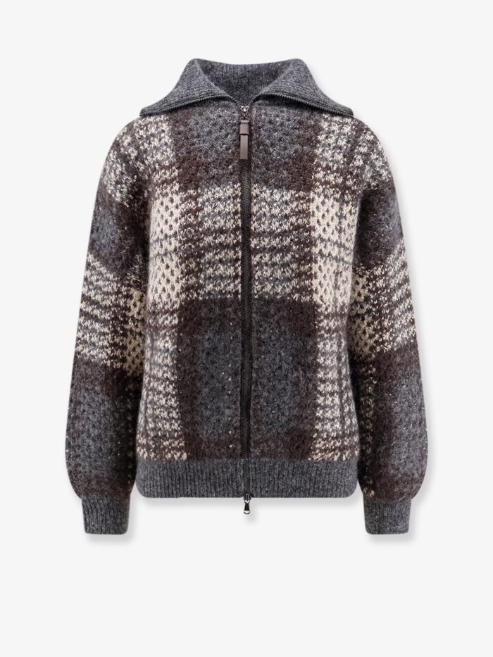 brunello cucinelli cardigan with intarsia and micro sequin embroidery Brunello Cucinelli Cardigan With Intarsia And Micro-sequin Embroidery