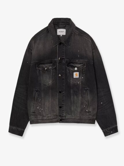 Carhartt Wip Black Denim Jacket With A Distressed Effect