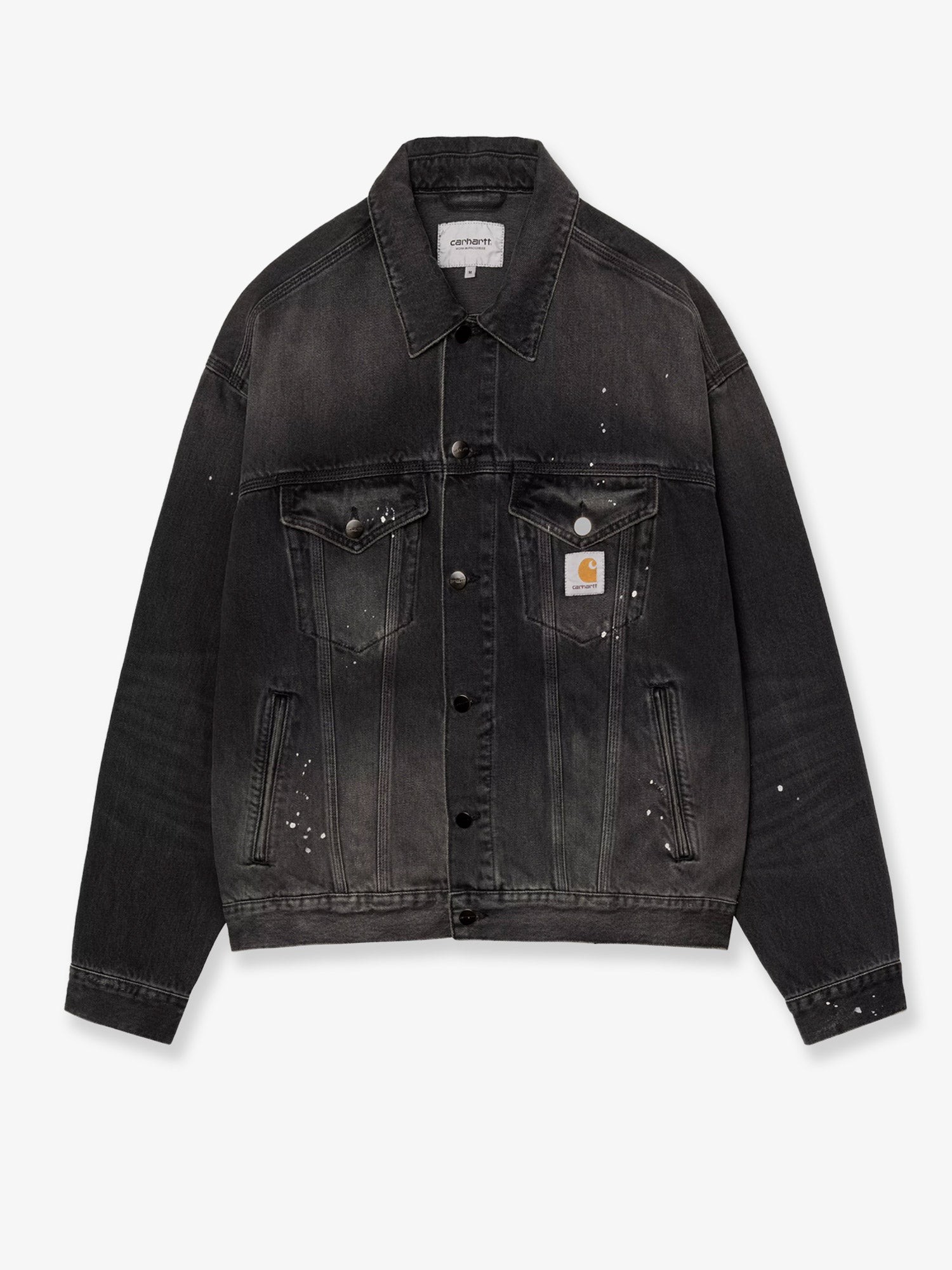 Carhartt Wip Black Denim Jacket With A Distressed Effect