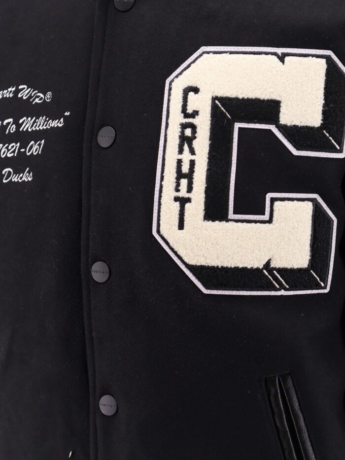 Carhartt Wip Wool Blend Jacket With Alternative Material To Leather Sleeves