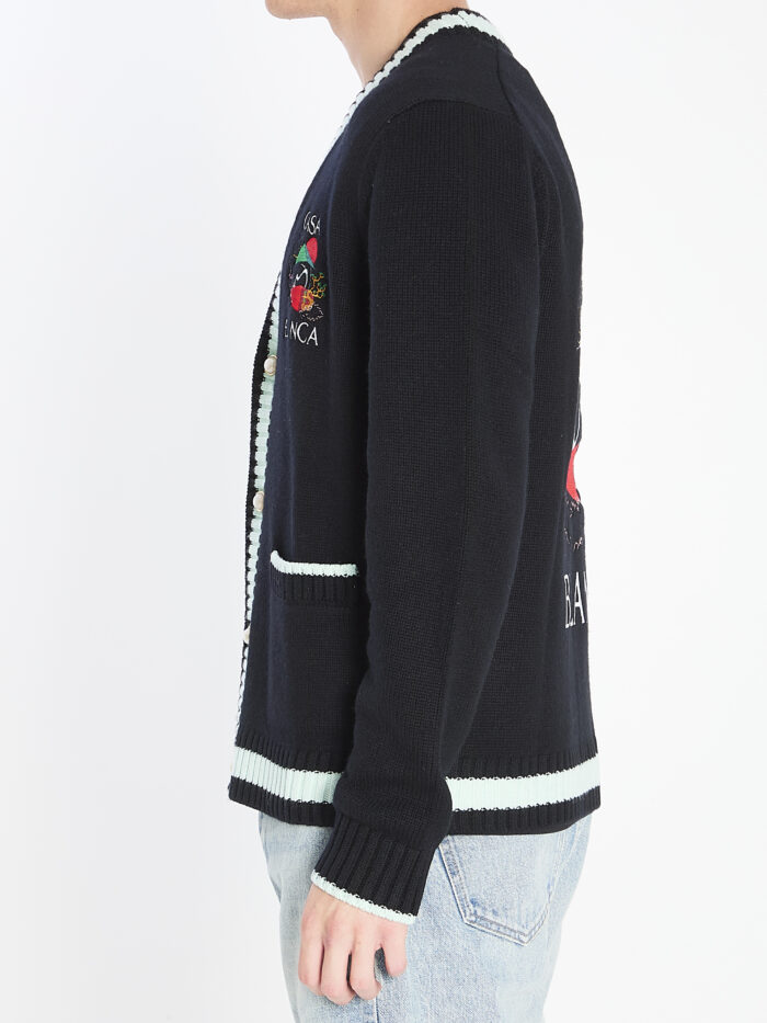 Casablanca Cardigan with Stacked Casa Mountain Temple design