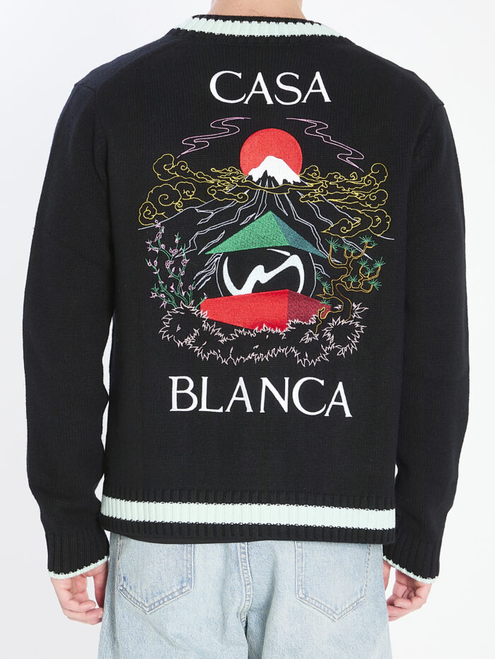 Casablanca Cardigan with Stacked Casa Mountain Temple design