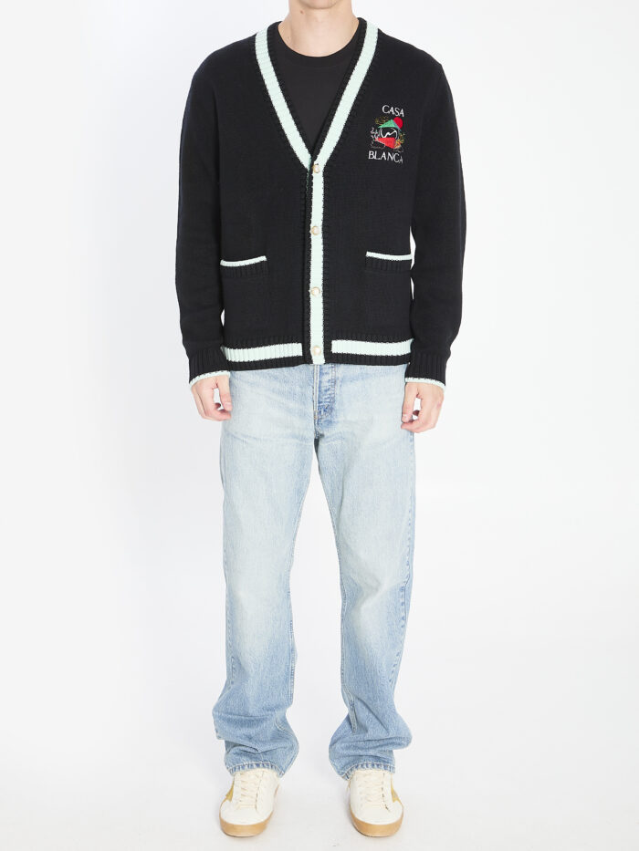 Casablanca Cardigan with Stacked Casa Mountain Temple design