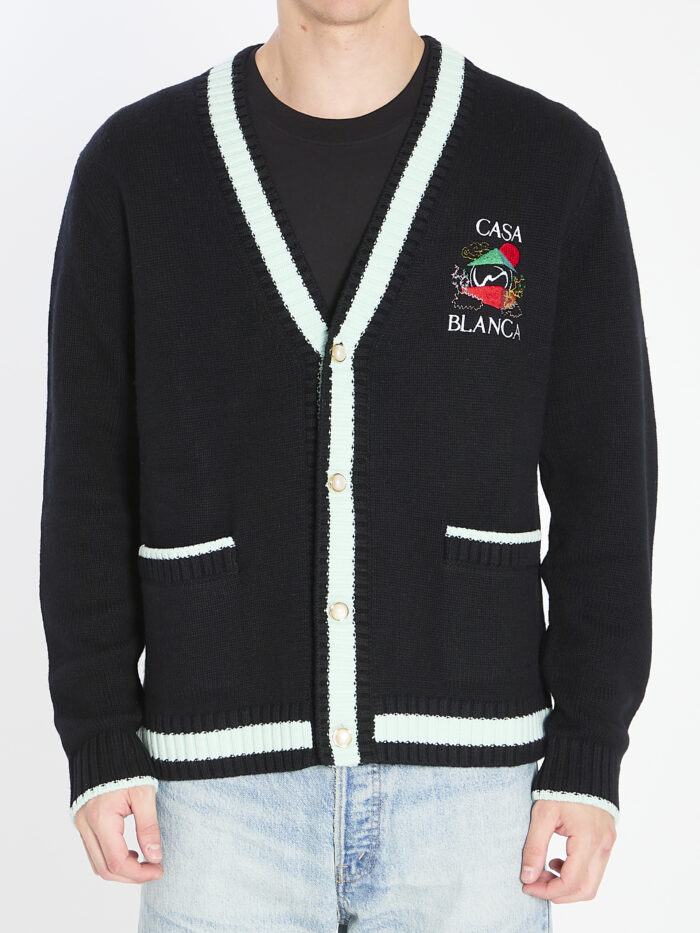 Casablanca Cardigan with Stacked Casa Mountain Temple design