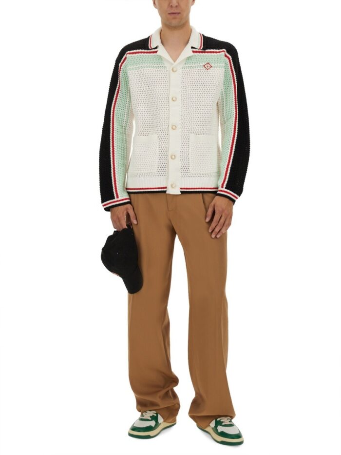 CASABLANCA COTTON KNIT TENNIS SHIRT