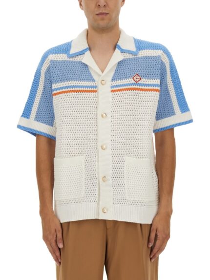 CASABLANCA COTTON KNIT TENNIS SHIRT