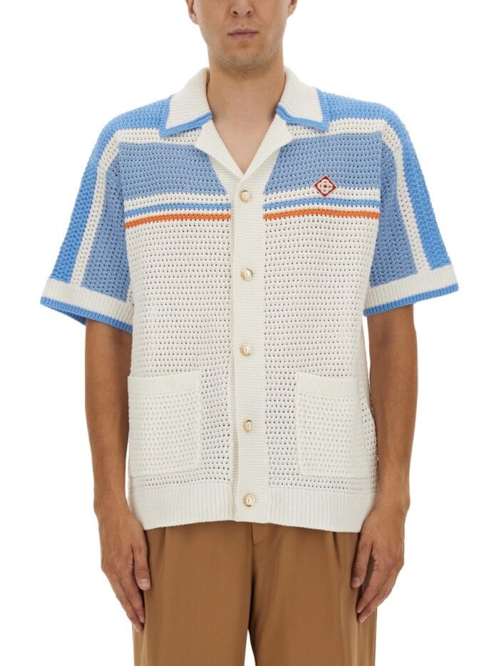 CASABLANCA COTTON KNIT TENNIS SHIRT