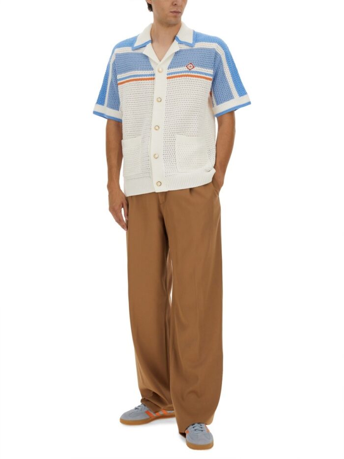 CASABLANCA COTTON KNIT TENNIS SHIRT