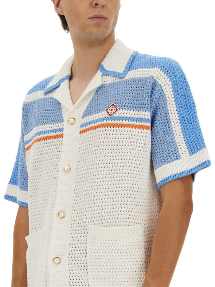 CASABLANCA COTTON KNIT TENNIS SHIRT