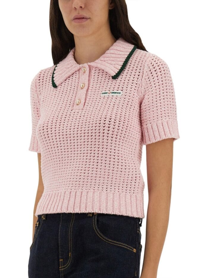 CASABLANCA COTTON MOULINÉ POLO SHIRT