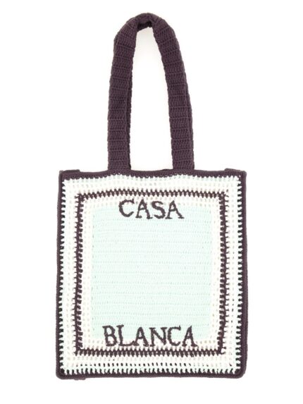 CASABLANCA CROCHET BAG WITH LOGO