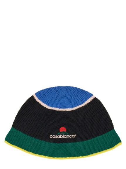 CASABLANCA CROCHET HAT WITH LOGO