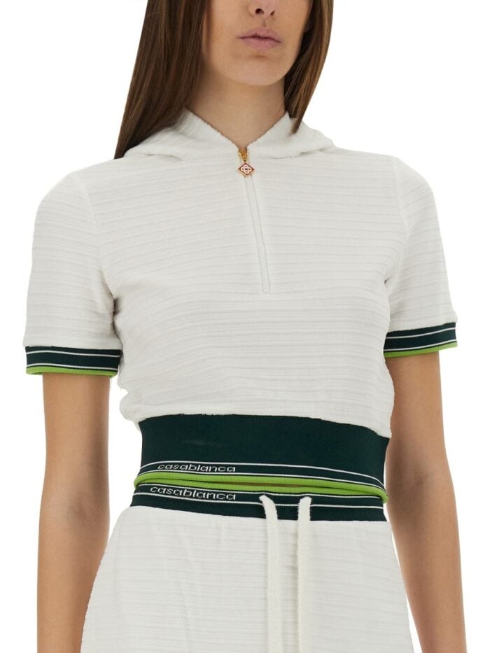 CASABLANCA CROPPED TENNIS SHIRT