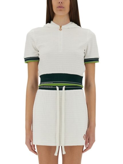 CASABLANCA CROPPED TENNIS SHIRT