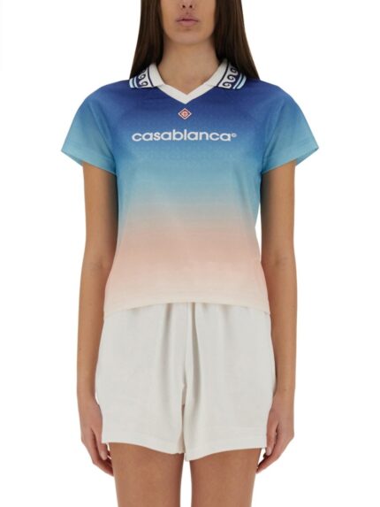 CASABLANCA "JACQUARD MONOGRAM FOOTBALL" T-SHIRT