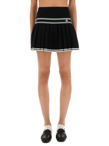 CASABLANCA PLEATED VISCOSE MINISKIRT