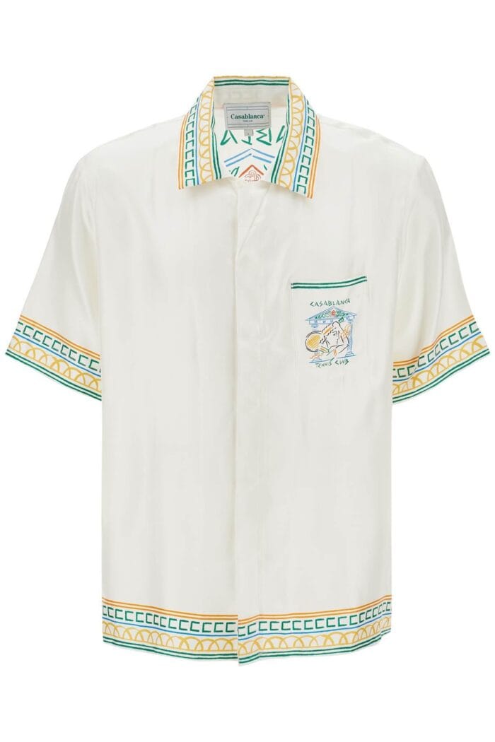 CASABLANCA Silk Crayon Temple Tennis Club Shirt