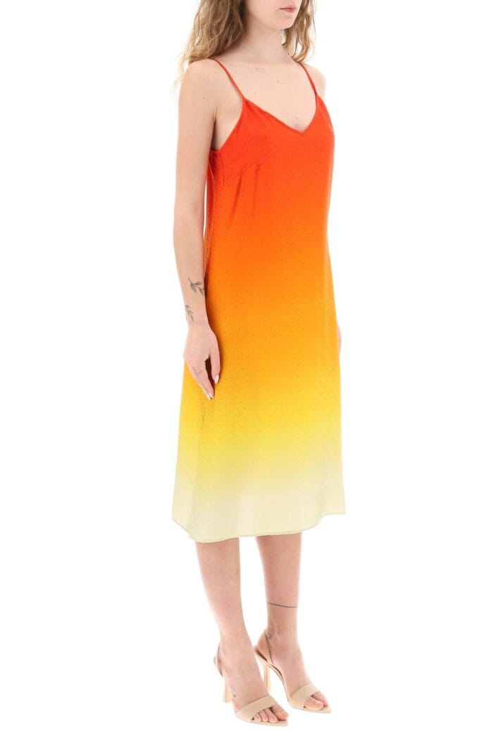 Casablanca Silk Satin Slip Dress With Gradient Effect