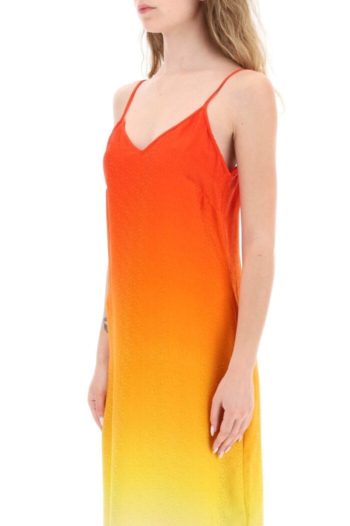 Casablanca Silk Satin Slip Dress With Gradient Effect